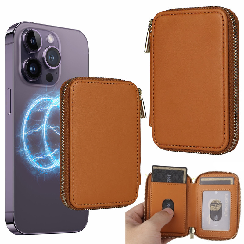 Từ Dây Kéo Ví Đựng Thẻ Dành Cho IPhone 14 13 15 16 12 11 Pro Max Plus I Điện Thoại 16Pro i16 Đứng Ba