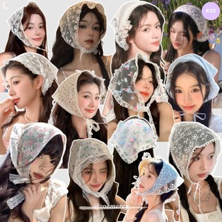 Khăn turban tam giác  băng đô ren voan quấn trùm đầu phong cách đồng quê Pháp  [ Q11 ]