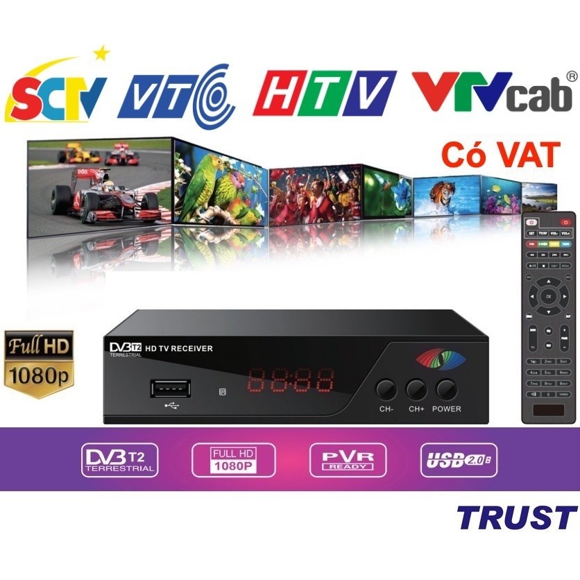 Đầu Thu Truyền Hình Kỹ Thuật Số DVB-T2 - Dùng cho SCTV - VTC - HTV - VTC Cáp - JN-820T2 - Mới 100%