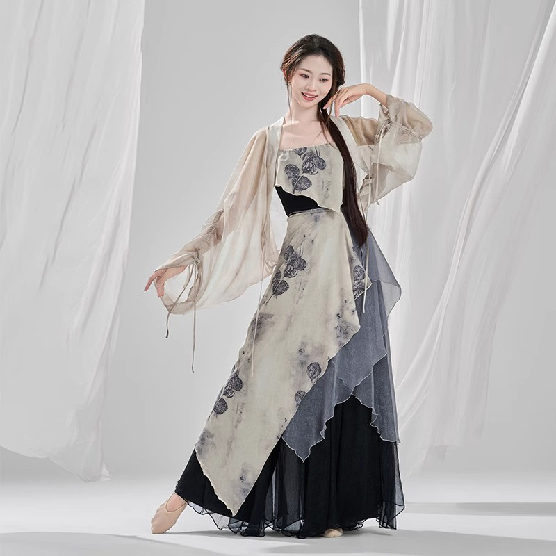 Trang phục múa cổ điển mới, váy in hình thanh lịch, trang phục múa cổ Trung Quốc, trang phục Hán và 