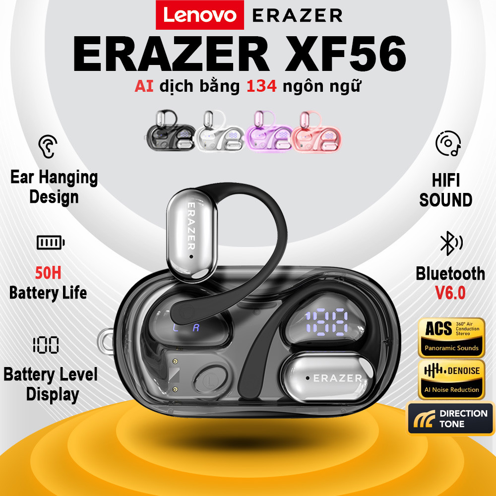 ERAZER XF56 AI tai nghe phiên dịch V6.0 Tai nghe Bluetooth LED HIFI tai nghe không dây Trò chơi âm nhạc không có độ trễ Tai nghe thể thao thời trang | BigBuy360 - bigbuy360.vn