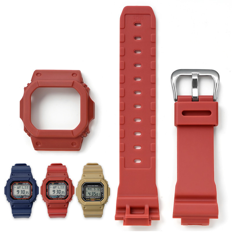 Bộ dây đeo nhựa vuông 16mm cho DW5600HR / M5610 / B5600 - Dây đeo mờ & Vỏ bọc, Thay thế ngân sách