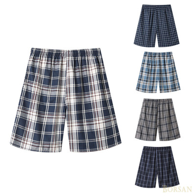 Quần Short Nam Cotton Nguyên Chất Có Họa Tiết Lưới Rời Thoáng Khí Thoải Mái Cho Giấc Ngủ Gia Đình Ống Thẳng TJH84 Seluar Pendek Lelaki
