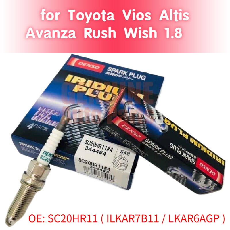4 Bugi Iridium Denso SC20HR11 cho Toyota Vios Altis Avanza Rush Wish 1.8 (ILKAR7B11 / LKAR6AGP)