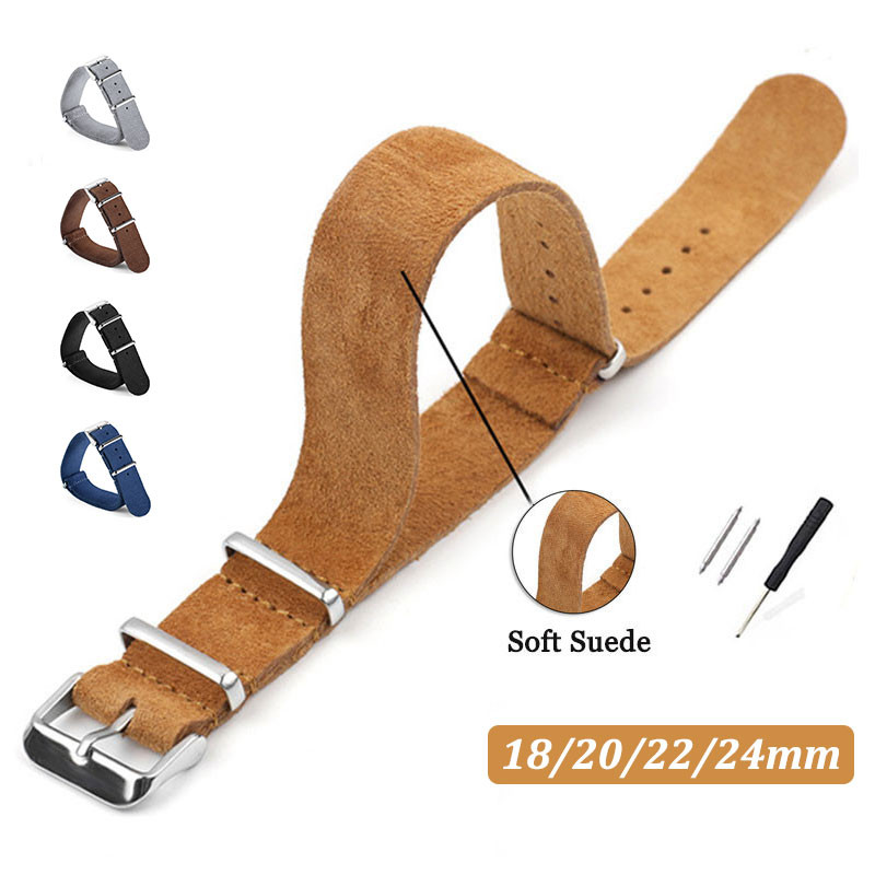 Dây da thật 18mm–24mm, da lộn NATO Zulu, da bò lớp trên cùng, phổ thông một vòng, nam nữ