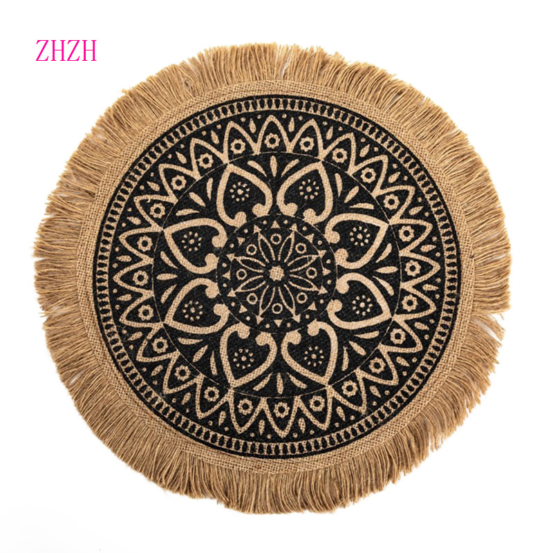 [HZH] Tấm lót bóng lông tua rua Tấm lót in hình thân thiện với môi trường Tấm lót cách nhiệt nhà bếp