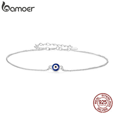 Bamoer Bạc 925 Vòng Chân Xanh Ác Mắt Màu Bạc Trang Sức Quà Tặng Cho Nữ