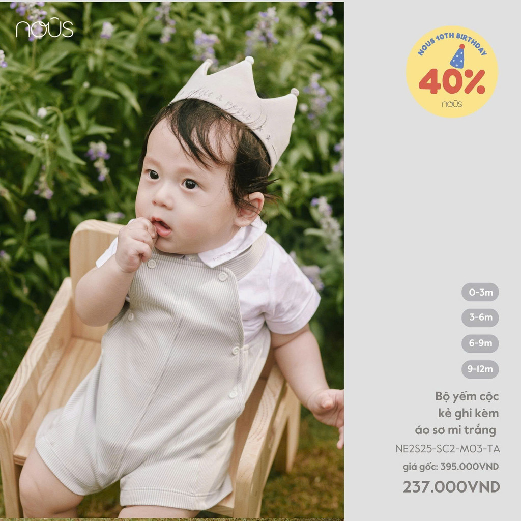 NOUS PARTY 2025 BỘ YẾM CỘC KẺ GHI KÈM ÁO SƠ MI TRẮNG