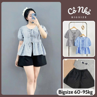 Set Áo Quần Bigsize Nữ Áo Babydoll Tay Phồng Kèm Quần Đùi Lưng Chun Dễ Thương Cho Chubby A190+Q500