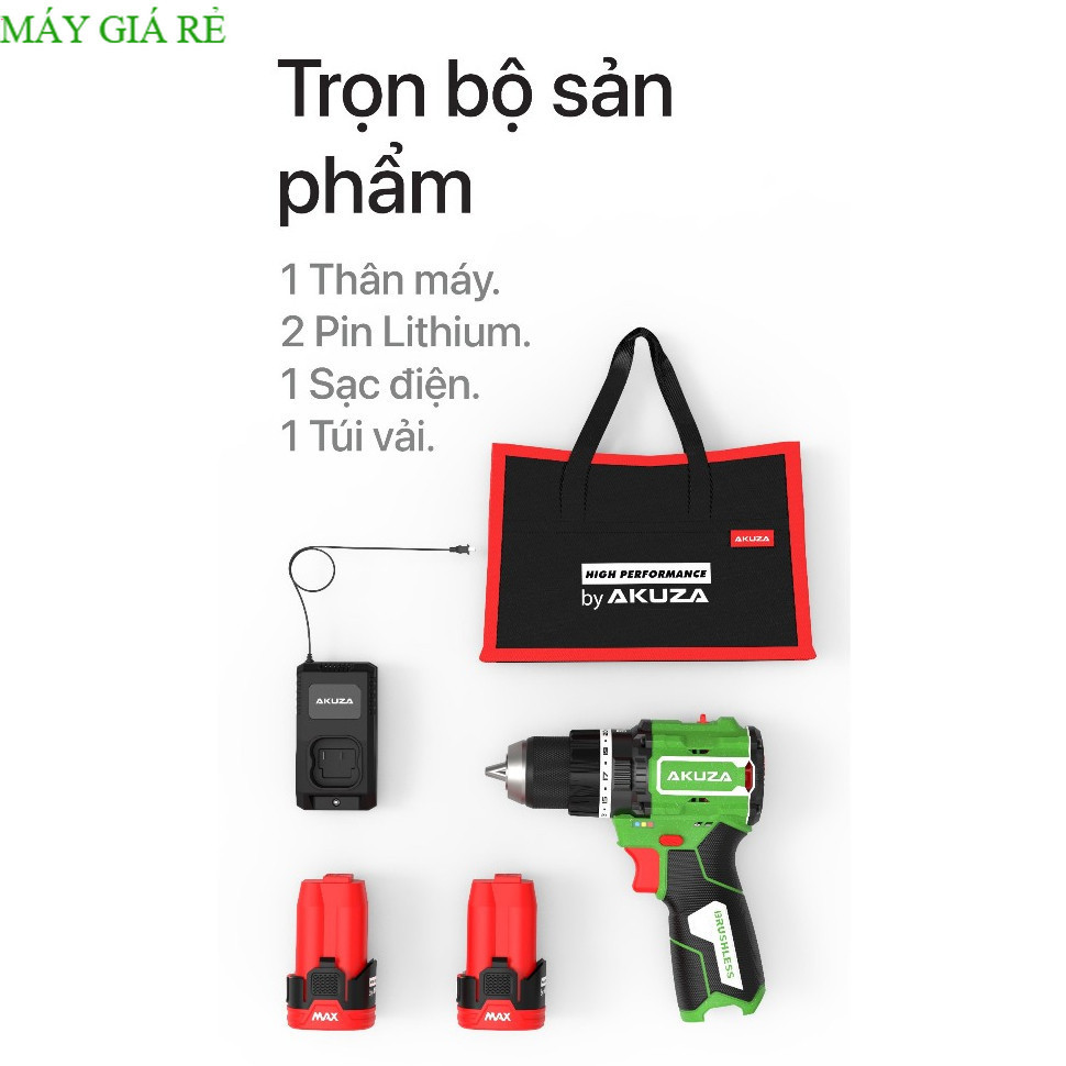 Máy khoan pin Akuza F1 ATC/Máy khoan pin WORKFIX WF-ID1613BL, Động cơ Không chổi than Shop giá rẻ