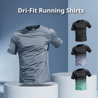 Áo thun nam khô nhanh mùa hè Ice Silk Chạy tay ngắn Top dáng rộng thoáng khí Thể thao tập thể dục Quần áo