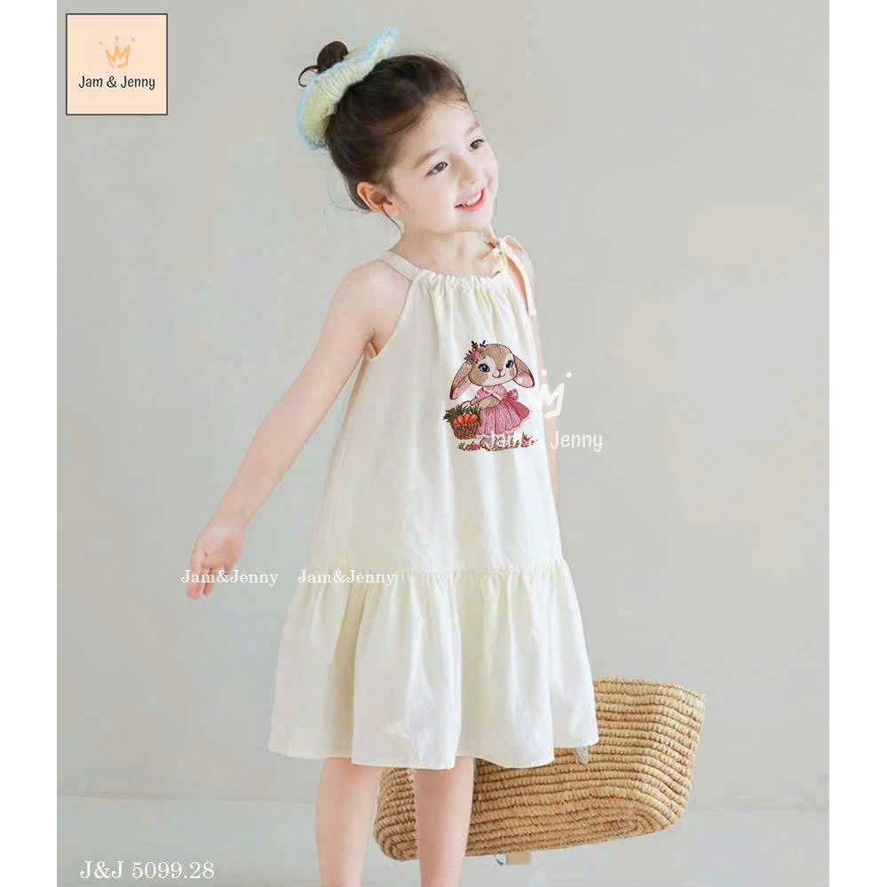 Váy Jam&Jenny đi biển màu kem cho bé gái 9-40kg Váy trắng cho bé