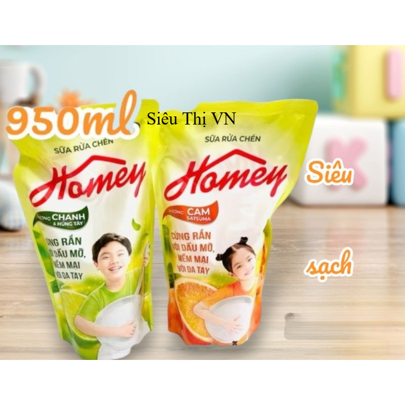 Sữa Rửa Chén Homey Hương Chanh & Húng Tây - Hương Cam Satsuma Túi 950g Nước rửa chén