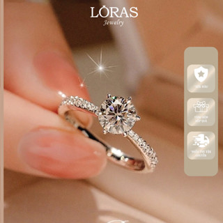 Nhẫn titan không gỉ nữ freesize nhẫn phụ kiện nữ đính đá tròn khảm đá lấp lánh LORAS_JEWELRY