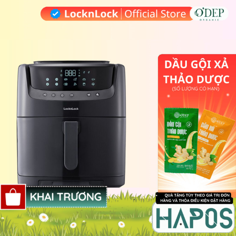 Nồi chiên không dầu LocknLock có chức năng hấp 7L Chính hãng EJF881BLK   - HAPOS LOCKNLOCK OFC