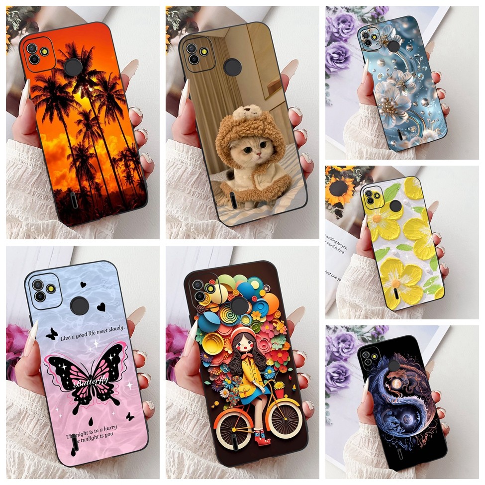 Ốp Lưng Tecno Pop 5 BD2d Thẩm Mỹ Mèo Dễ Thương Thời Trang Hoa Sơn Mặt Sau Techno Pop 5 Vỏ Điện Thoại