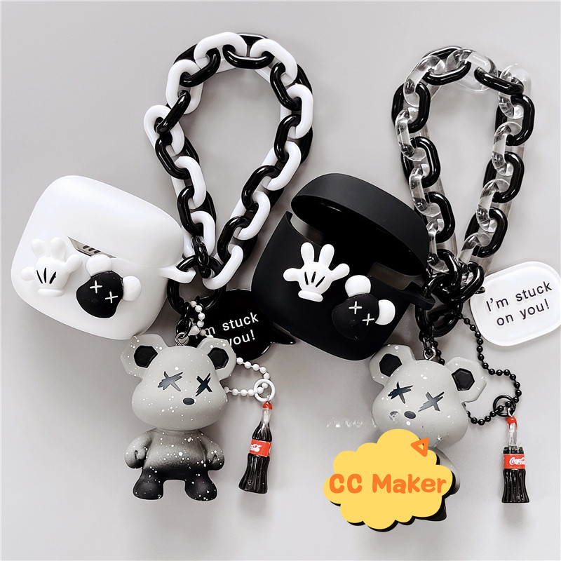 Suitable for JBL TUNE FLEX 2 Case Cute Bear Bracelet Keychain Silicone Lanyard Pendant JBL TUNE FLEX