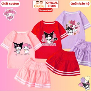 Set áo váy cho bé gái hình Kuromi CIUCIU BABY chất cotton co dãn 4 chiều thoáng mát có quần bảo hộ