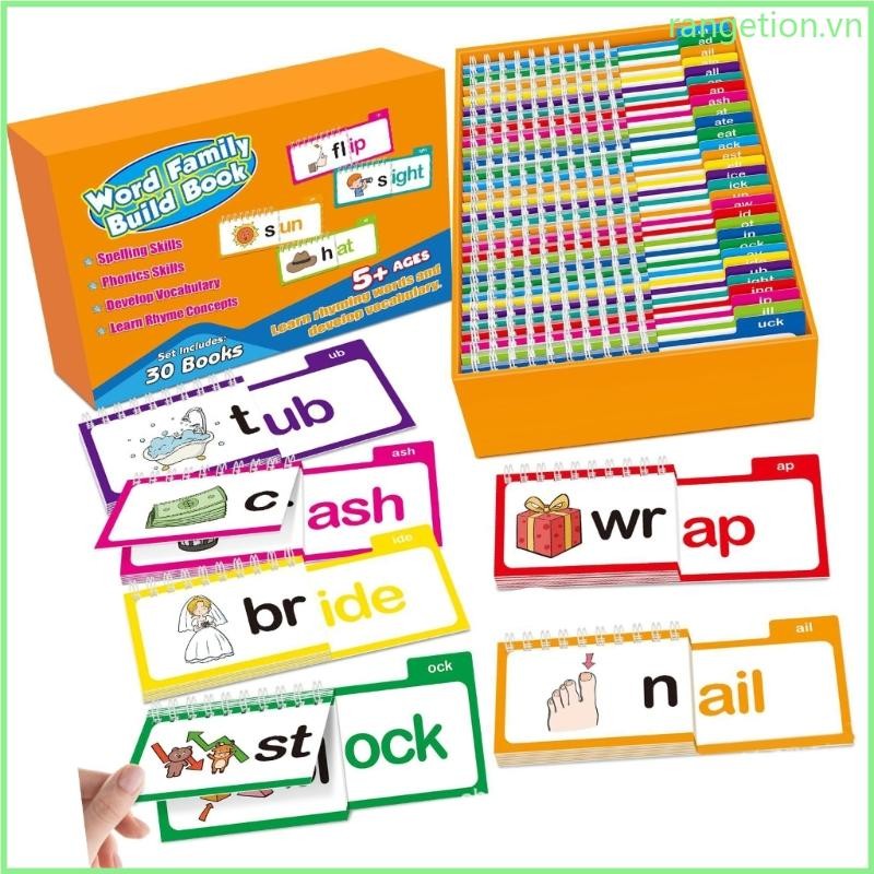 RAN Word Family Flip Books Đọc và Rhyme Flip Books Phonics Flash Cards