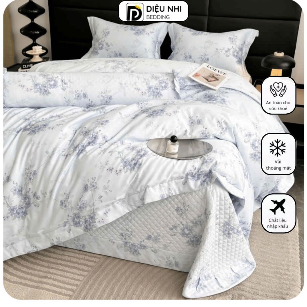 Bộ chăn ga gối trần bông lụa tencel 60s siêu mềm từ  ALyDA cao cấp , Chất vải siêu mềm mại,siêu thoá