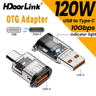 HdoorLink 120W USB C Bộ Chuyển Đổi USB Sang Loại C Bộ Chuyển Đổi Sạc Nhanh 10Gbps Chuyển Dữ Liệu Cho Điện Thoại 15 16 Laptop PC