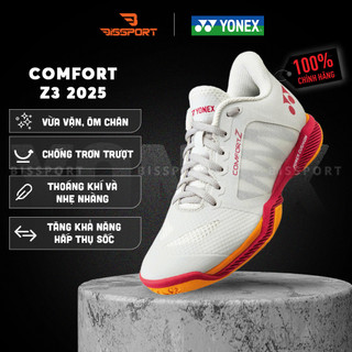 Giày Cầu Lông Yonex Comfort Z3 2025 Trắng Cam Chính Hãng - Chống Chấn - Ôm Chân - Êm Ái - Toàn Diện - Bám Mọi Sàn - Nhẹ