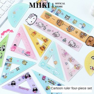 Bộ 4 thước kẻ Sanrio Acrylic EELHOE Kawaii Hello Kitty hoạt hình dụng cụ đo lường cho học sinh/văn phòng, văn phòng phẩm cao cấp miiki_vn