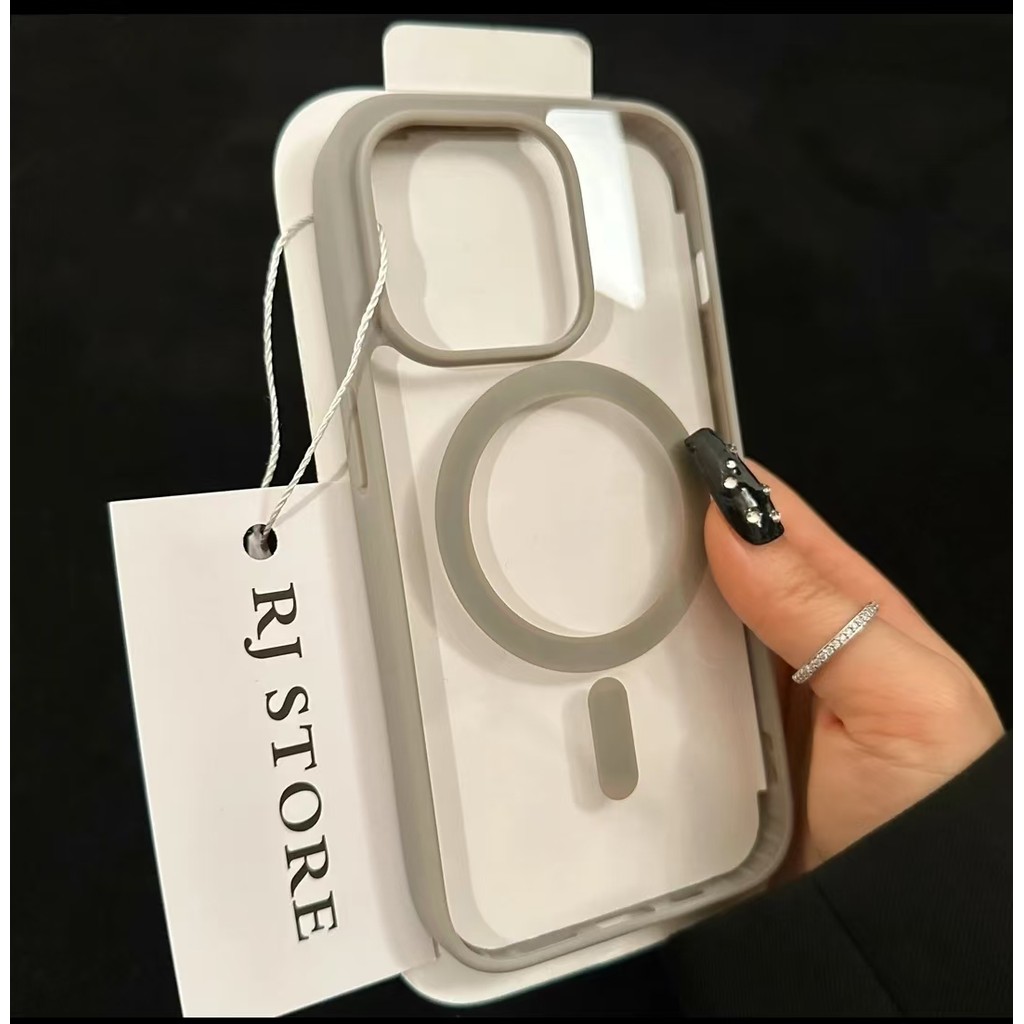 Ốp điện thoại từ tính sạc không dây acrylic cứng trong suốt phù hợp cho iPhone 16 15 14 13 12 11 Pro Max Plus XS Max XR X 7 8 Plus SE2020