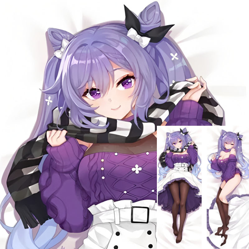 Anime Dakimakura Vỏ Gối Genshin Tác Động Ngực Chính Hãng Keqing DIY Cosplay Trang Phục Đệm Gối Vỏ