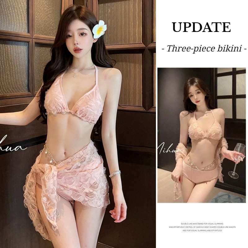 Bộ Đồ Bơi Ba Mảnh Bikini Màu Hồng Thời Trang Cho Nữ | BigBuy360 - bigbuy360.vn