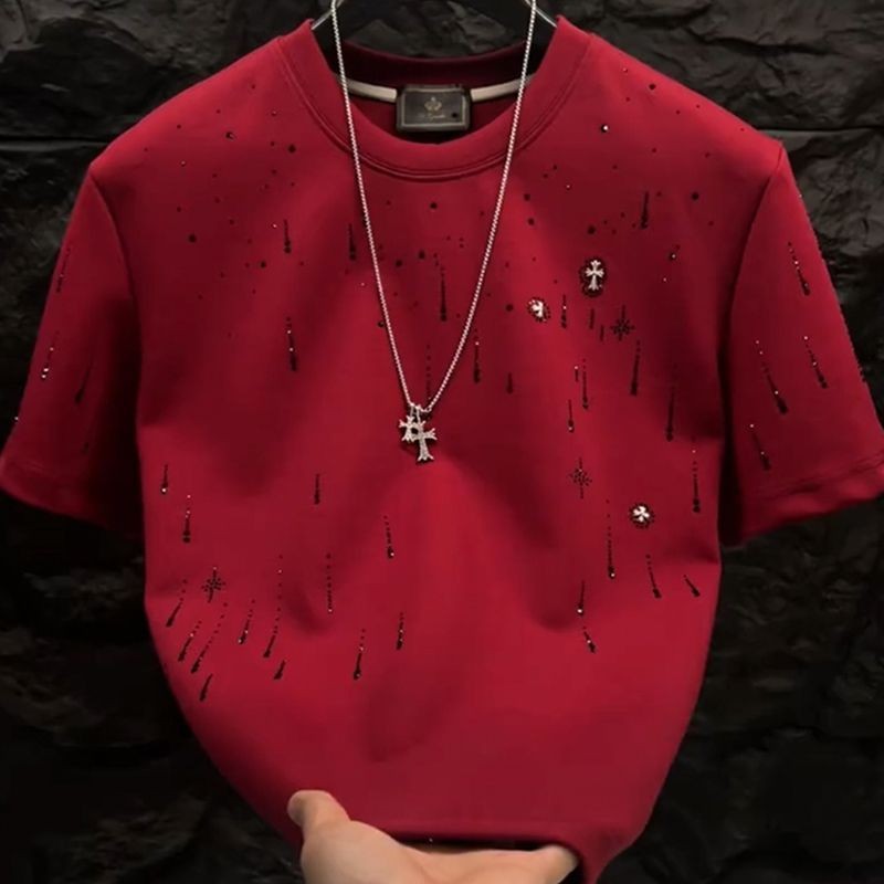 Encore Red 2025 Nửa Tay Cổ Tròn Top Áo Thun Nữbewctype="html">Nam Cao Cấp Nhẹ Sang Trọng Sao Băng @2