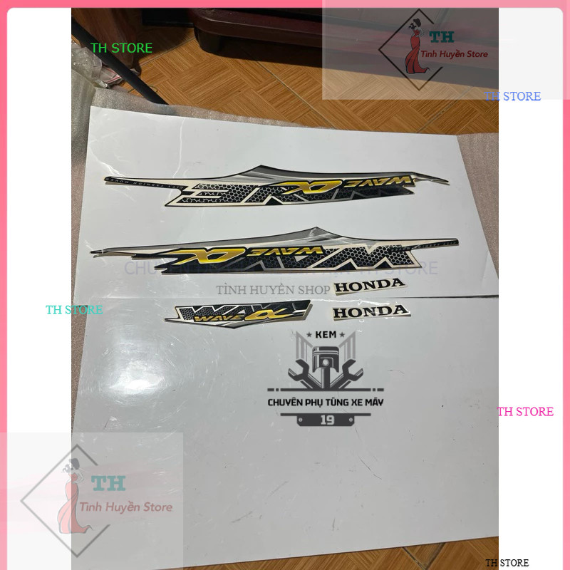 Bộ tem wave apha lớn dán xe màu đen trọn bộ 5 mảnh  (TH STORE)