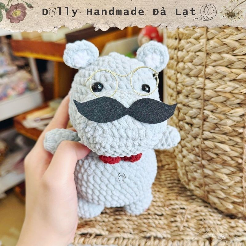 Bé Hà mã handmade bằng len - Dolly Handmade Đà Lạt (thành phẩm có sẵn, set len tự móc, chart hướng d