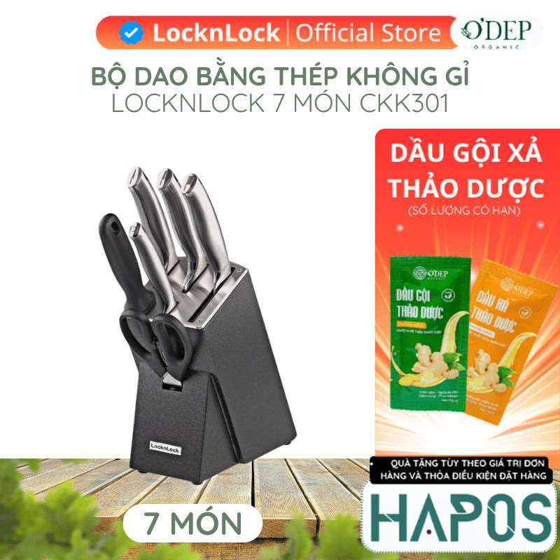 Bộ dao 7 món LocknLock bằng thép không gỉ cao cấp - Đen CKK301 - HAPOS OFFICIAL