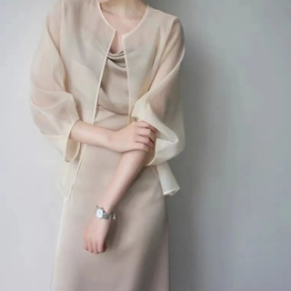  Áo cardigan chống nắng Jiashucheng cho phụ nữ khăn choàng mỏng nhỏ che nắng mùa hè cho đầm camisole áo khoác ngoài áo chiffon 