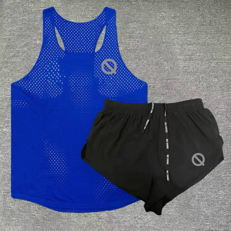 Qinkung Track and Field Training Men's and Women's Sports Marathon Running Outfit Sleeveless Adhesiv
