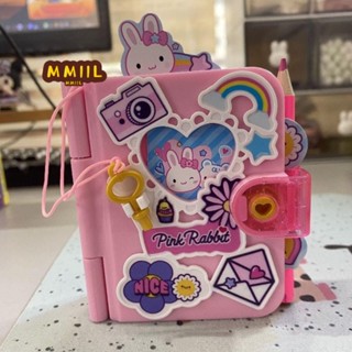 HIFUN Sổ ghi chú bí mật dành cho trẻ em, Thỏ hồng có khóa Sổ tay viết trẻ em, Văn phòng phẩm sáng tạo Kawaii Giả vờ chơi Nhật ký học sinh Đồ chơi trẻ em