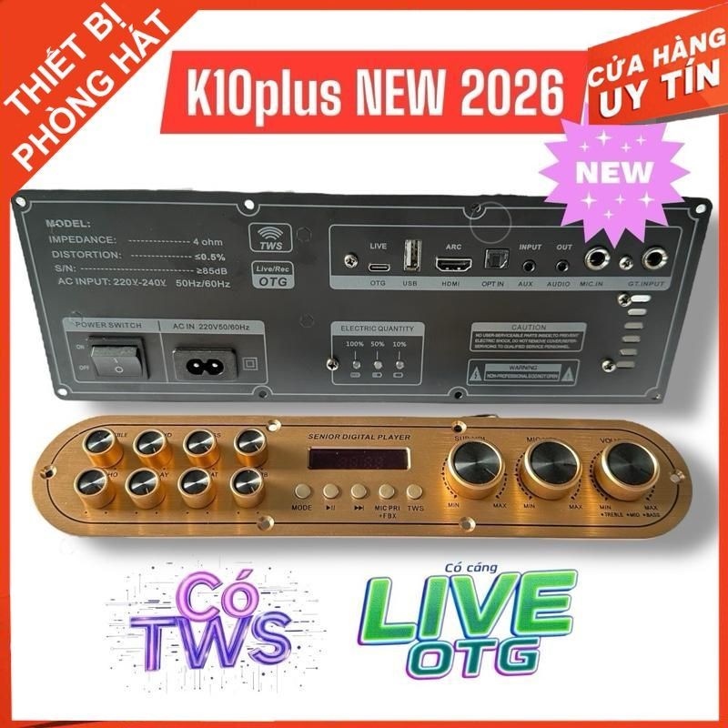 Mạch loa xách tay K1000 pro nâng cấp 2026 - 100w, live trực tiếp, có tws không dây, thích hợp ráp ba