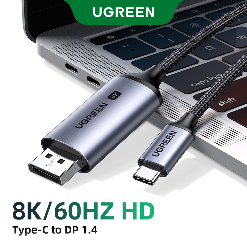 Cáp sạc UGREEN 8k60hz đầu cắm USB C sang đầu cắm dp bện nylon cho màn hình/ máy chiếu/ hdtv/ máy tính xách tay