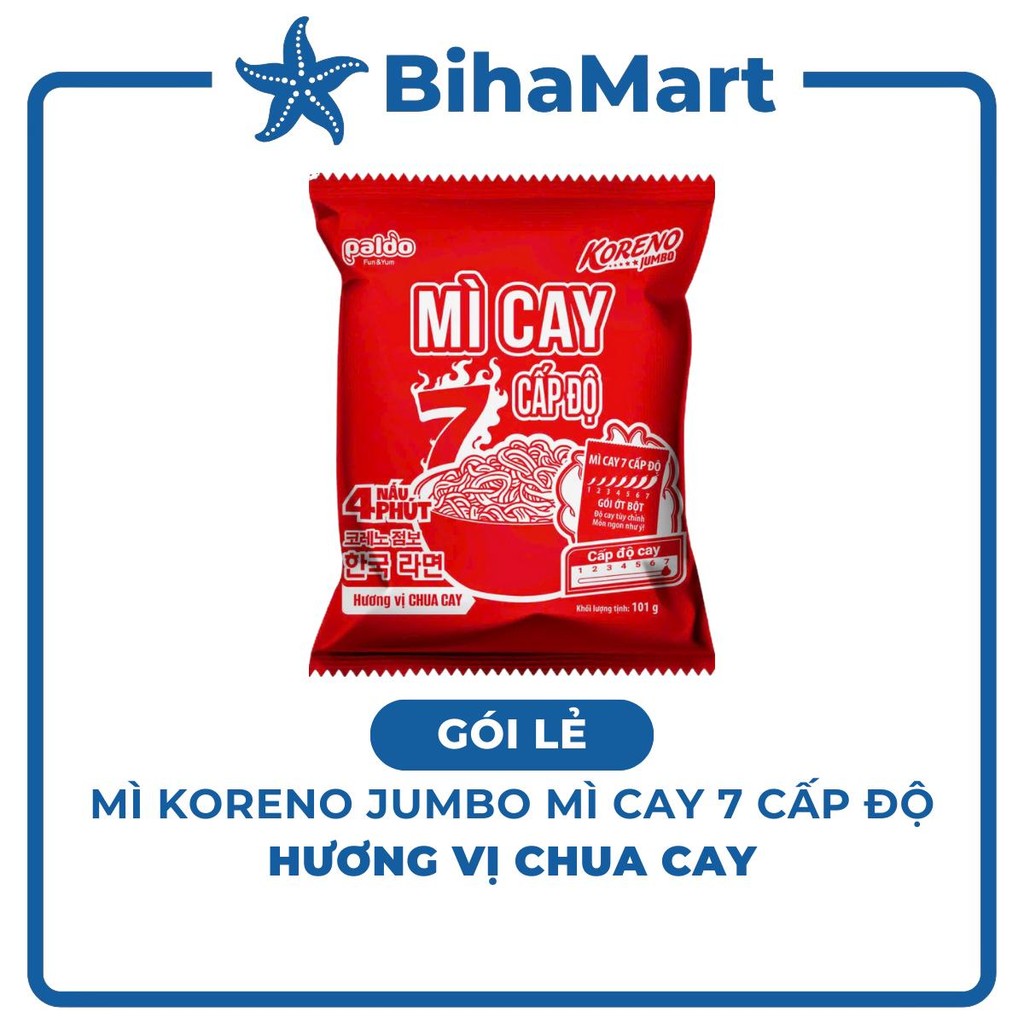 [GÓI LẺ] - PALDO - Mì Koreno Jumbo mì cay 7 cấp độ hương vị Chua cay, Mì cay 7 cấp độ Koreno Jumbo H