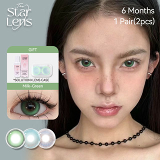 Kính áp tròng Starlens lens 6 tháng Màu xanh lá 2 cái, Đường kính 14.2-14.5 Mềm mại và có lớp