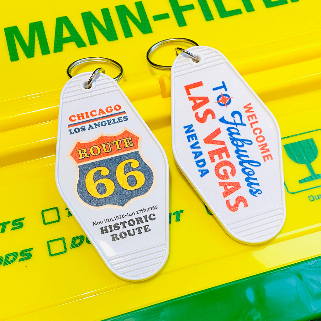 American Route Route 66 American Retro Móc Khóa Las Vegas Mặt Dây Chuyền Thẻ Hành Lý Las Vegas