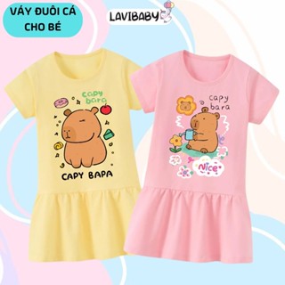 Đầm bé gái ngắn tay Váy đuôi cá LaviBaby mùa Hè 2025 chất thun Cotton co dãn thoáng mát - LaVB22