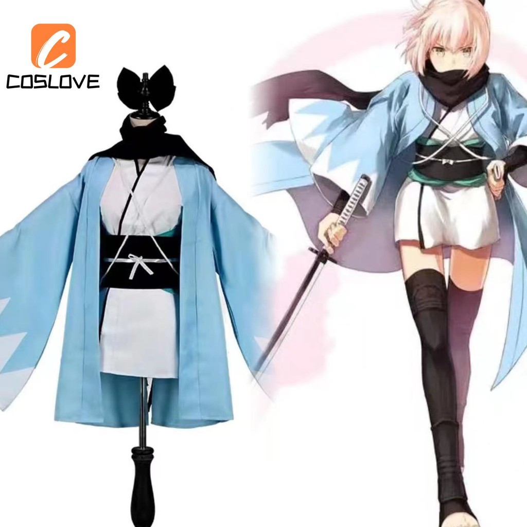 Anime Trò Chơi Fate Grand Order Okita Souji Cosplay Quần Áo Trọn Bộ Trang Phục Sakura Sabre Kimono C