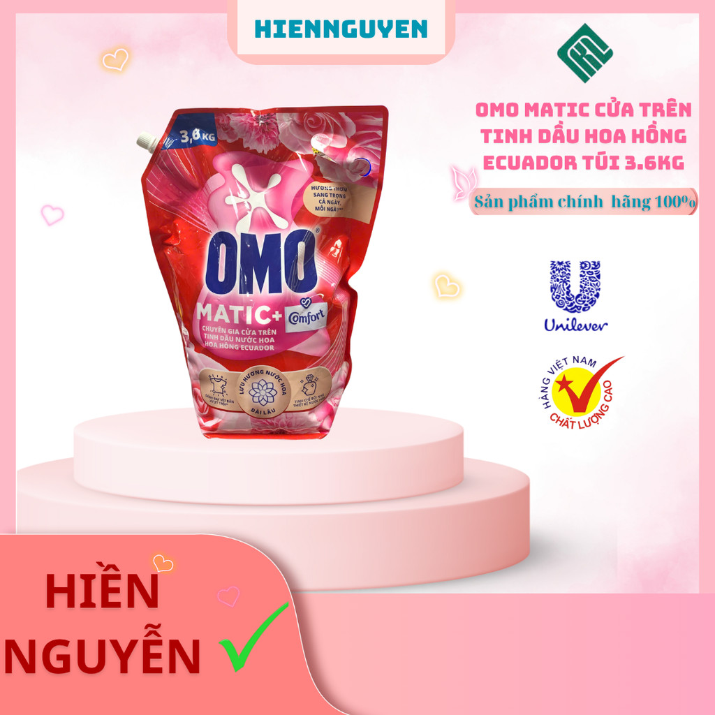 Nước giặt Omo Cửa Trên Hoa Hồng Ecuador túi 3.6kg