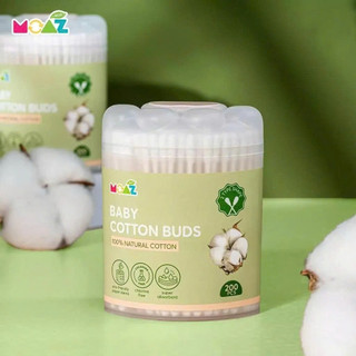 Tăm Bông Vệ Sinh Trẻ Em Moaz Eco Hộp 200 Que Và 480 Que 100% cotton tự nhiên