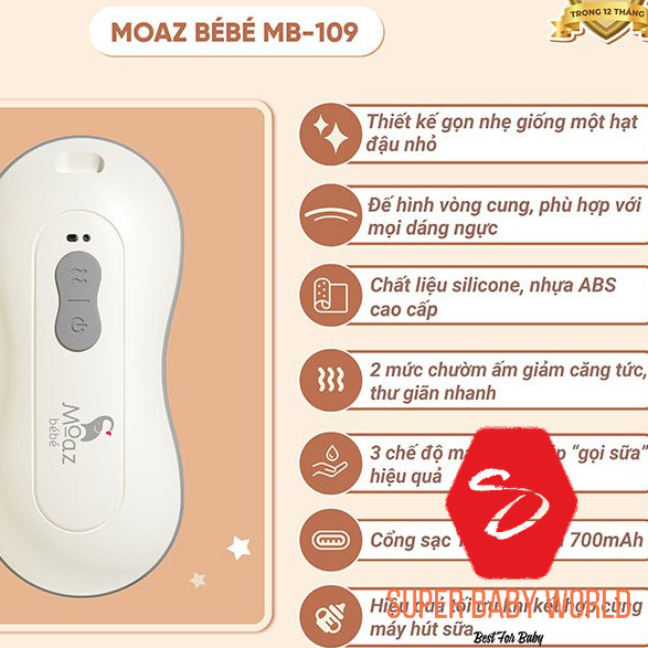 Máy Massage Và Chườm ấm Ngực Moaz BéBé MB-109 Shop Sbw