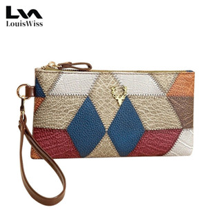 Louiswiss Ví Dài Nữ Ví Ly Hợp Phong Cách Bohemian Nối Tương Phản Thiết Kế Thời Trang Dung Tích Lớn Ví Đựng Tiền Mặt Da PU Ví Đựng Thẻ Túi Xách Dây Kéo Túi Đựng Tiền Xu