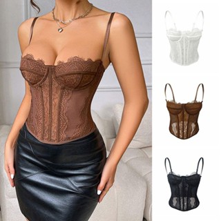 Áo hai dây ren AHMED, Áo hai dây ren trong suốt rỗng, Áo Crop top không tay thanh lịch Slim fit Dạo phố mùa xuân hè