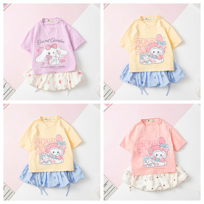Set áo phông chân váy có nơ sành điệu LITIBABY size 2 đến 12 tuổi